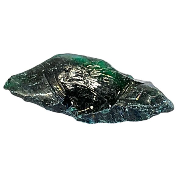 Emerald Green Layered Art Glass Cullet Glowing Manganese Slag Glass #4GM366 - Picture 6 of 7